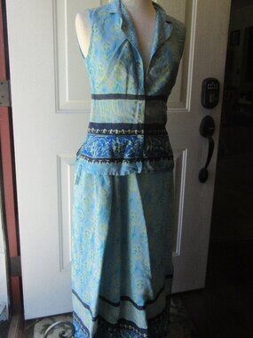 Vintage 90s 2-piece dress Petite Sophisticate rayon button down & wrap skirt